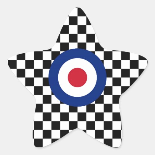 Checkered Black Racing Target Mod Star Sticker