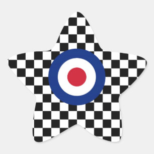 Checkered Black Racing Target Mod Star Sticker