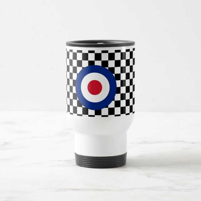 Checkered Black Racing Target Mod Travel Mug (Center)