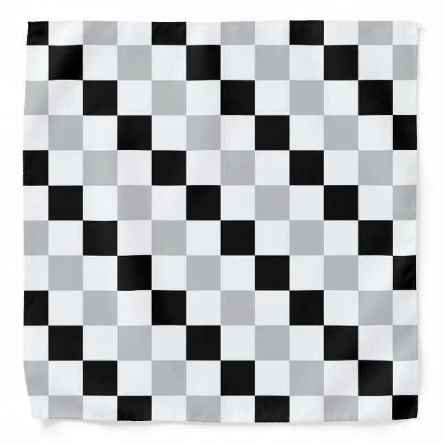 Checkered Black, White and Gray Bandana (Front)