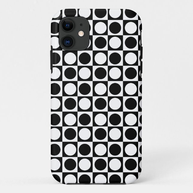 Checkered Black White Circles Pattern Design  Case-Mate iPhone Case (Back)