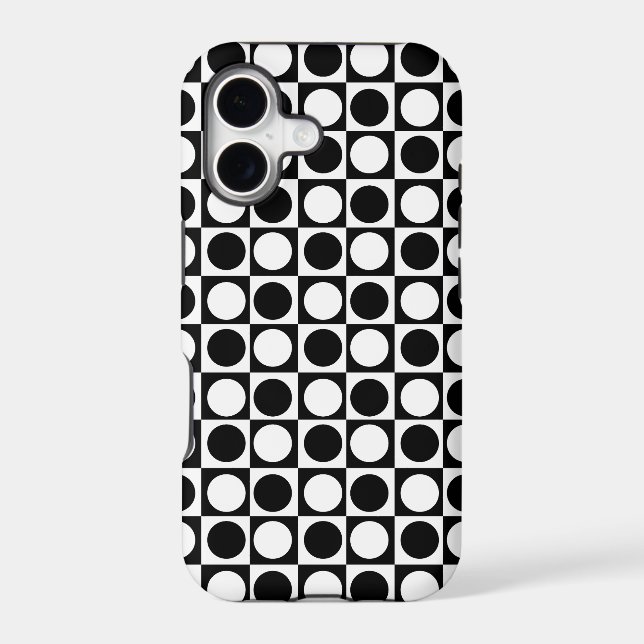 Checkered Black White Circles Pattern Design  Iphone Case (Back)