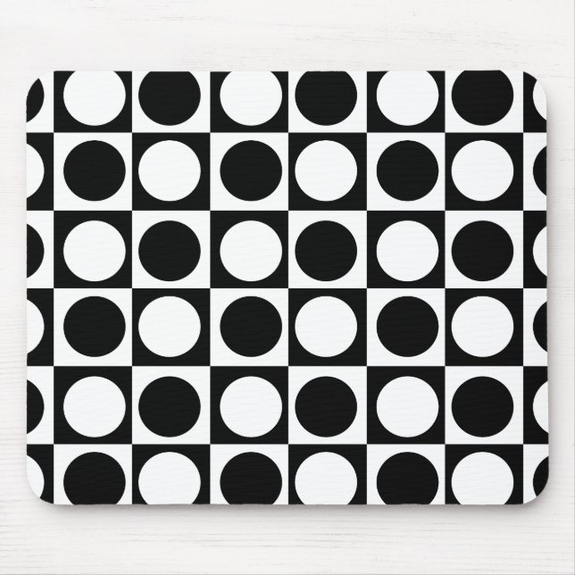 Checkered Black White Circles Pattern Design  Mouse Pad (Front)