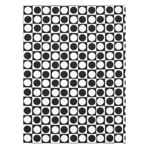 Checkered Black White Circles Pattern Design Tablecloth