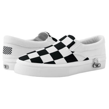Checkered Black White Minimal Chess Pattern Cool Slip-on Sneakers
