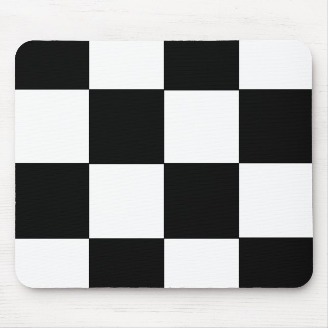 Checkered Black & White Mouse Pad (Front)
