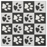 Checkered Black White Paws and Claws Fabric