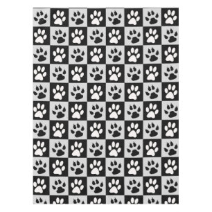 Checkered Black White Paws and Claws Tablecloth