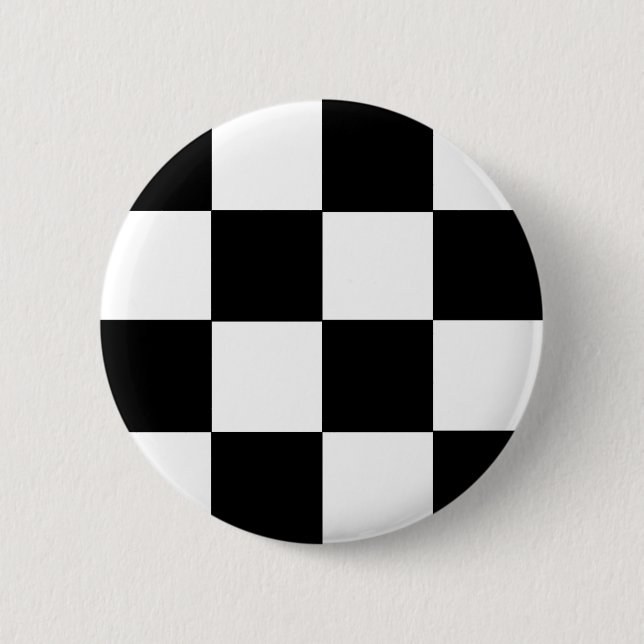 Checkered Black & White Pinback Button (Front)