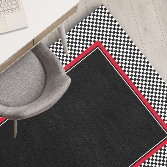 Checkered Black White Red Small Area Rug 5 x 3 (Creator Uploaded)