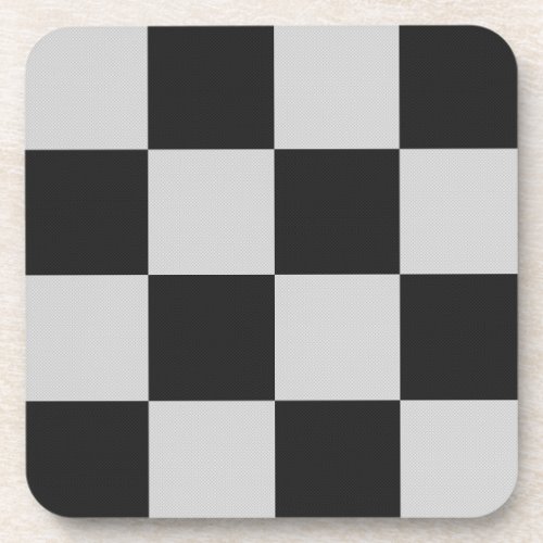 Checkered Black  White Squares or CUSTOM COLOR Beverage Coaster