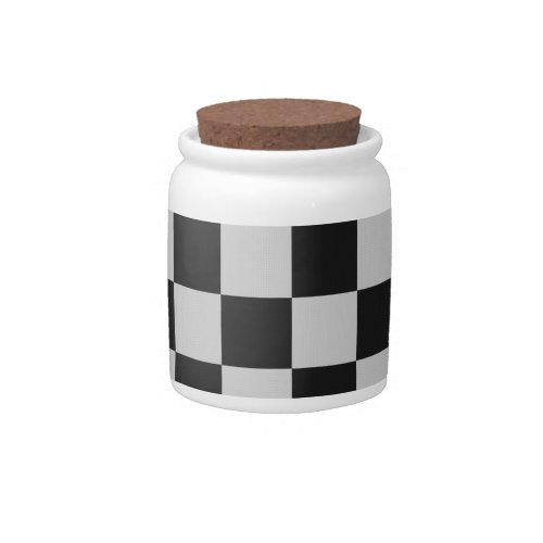 Checkered Black  White Squares or CUSTOM COLOR Candy Jar