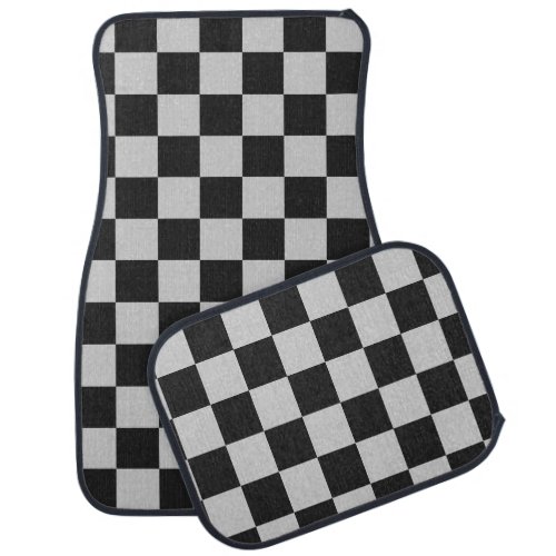 Checkered Black  White Squares or CUSTOM COLOR Car Floor Mat