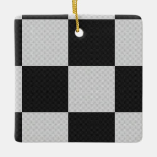 Checkered Black  White Squares or CUSTOM COLOR Ceramic Ornament