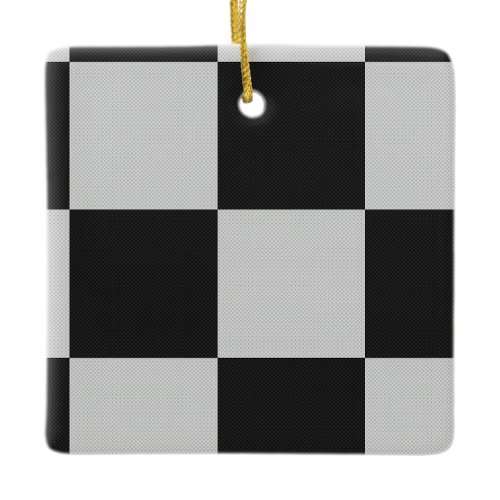 Checkered Black &amp; White Squares or CUSTOM COLOR Ceramic Ornament