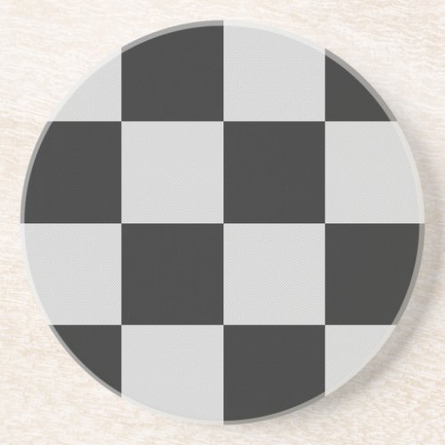 Checkered Black  White Squares or CUSTOM COLOR Coaster