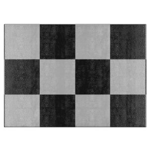 Checkered Black & White Squares or CUSTOM COLOR Cutting Board