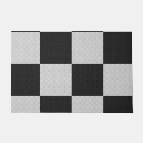 Checkered Black  White Squares or CUSTOM COLOR Doormat