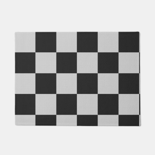 Checkered Black  White Squares or CUSTOM COLOR Doormat