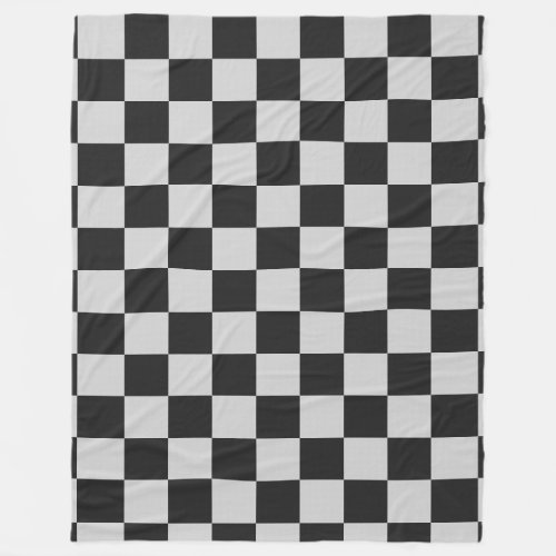 Checkered Black  White Squares or CUSTOM COLOR Fleece Blanket