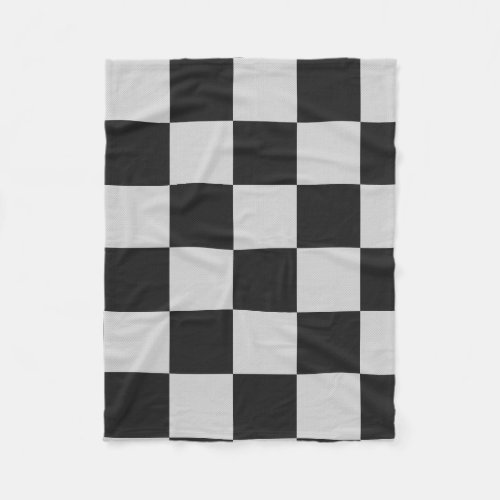 Checkered Black  White Squares or CUSTOM COLOR Fleece Blanket