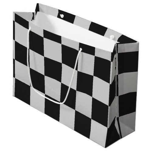 Checkered Black  White Squares or CUSTOM COLOR Large Gift Bag