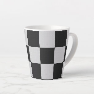 Checkered Black & White Squares or CUSTOM COLOR Latte Mug