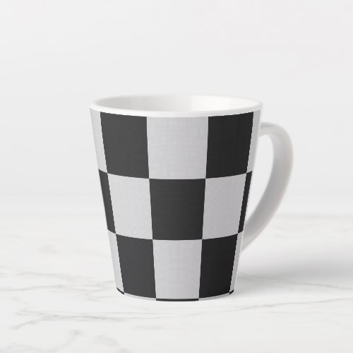 Checkered Black  White Squares or CUSTOM COLOR Latte Mug