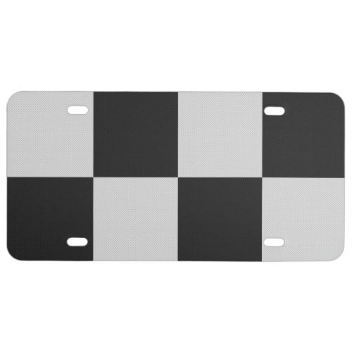 Checkered Black  White Squares or CUSTOM COLOR License Plate