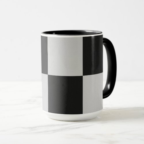 Checkered Black  White Squares or CUSTOM COLOR Mug