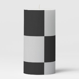 Checkered Black & White Squares or CUSTOM COLOR Pillar Candle