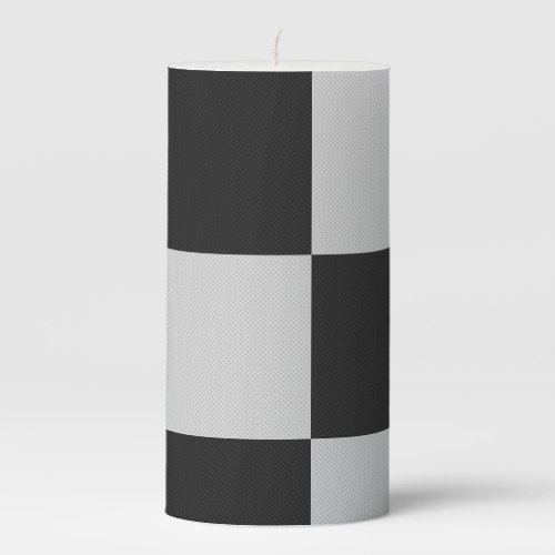 Checkered Black  White Squares or CUSTOM COLOR Pillar Candle