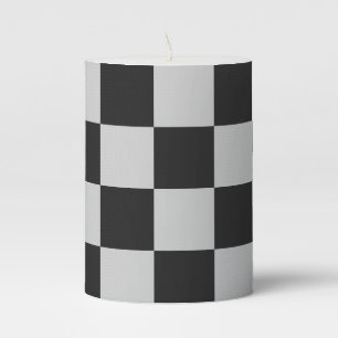 Checkered Black & White Squares or CUSTOM COLOR Pillar Candle