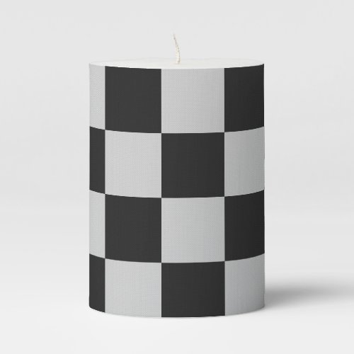 Checkered Black  White Squares or CUSTOM COLOR Pillar Candle