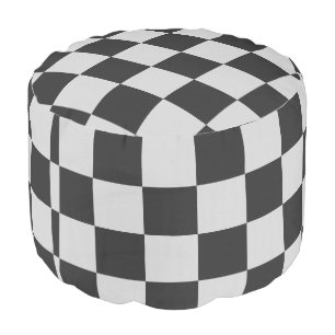 Checkered Black & White Squares or CUSTOM COLOR Pouf