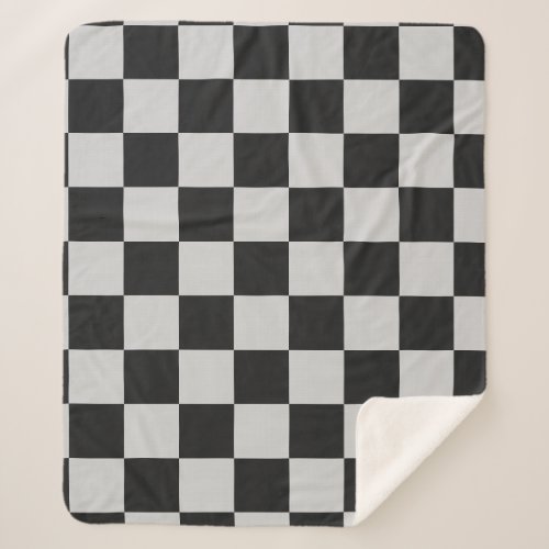 Checkered Black  White Squares or CUSTOM COLOR Sherpa Blanket