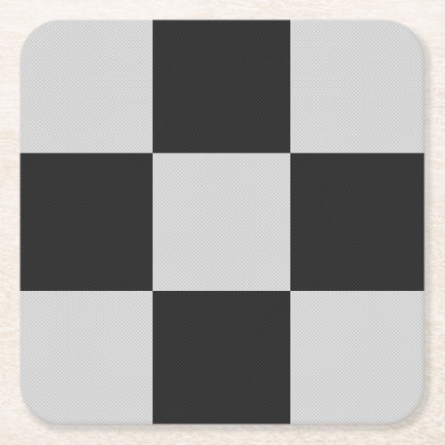 Checkered Black  White Squares or CUSTOM COLOR Square Paper Coaster