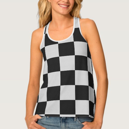 Checkered Black  White Squares or CUSTOM COLOR Tank Top