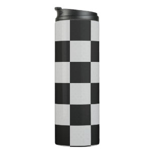 Checkered Black & White Squares or CUSTOM COLOR Thermal Tumbler