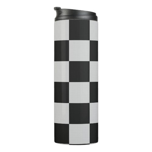 Checkered Black  White Squares or CUSTOM COLOR Thermal Tumbler