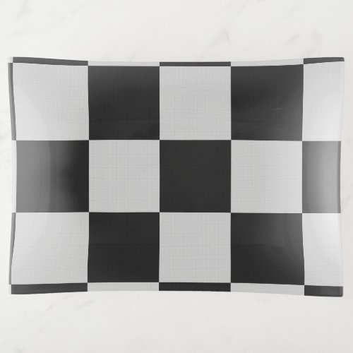 Checkered Black  White Squares or CUSTOM COLOR Trinket Tray