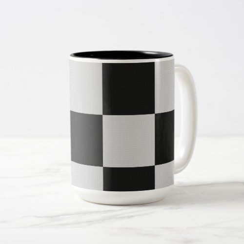 Checkered Black  White Squares or CUSTOM COLOR Two_Tone Coffee Mug