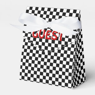 Checkered Black-white-Tent Style Favor Box