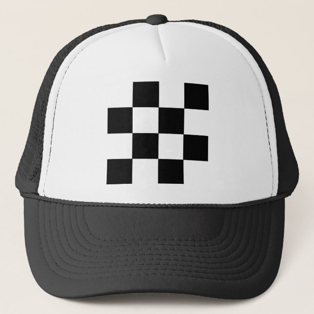Checkered Black & White Trucker Hat (Front)