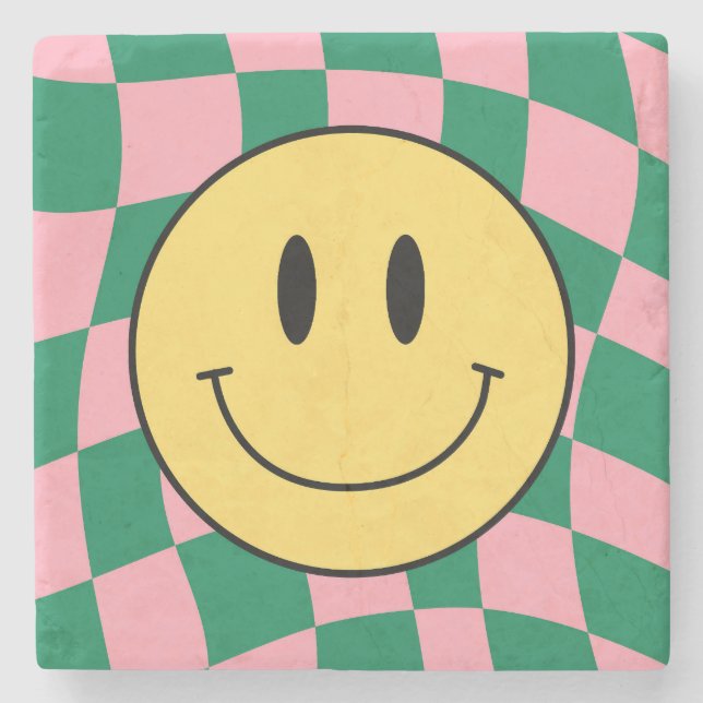 Checkered Bliss Stone Coaster (Front)
