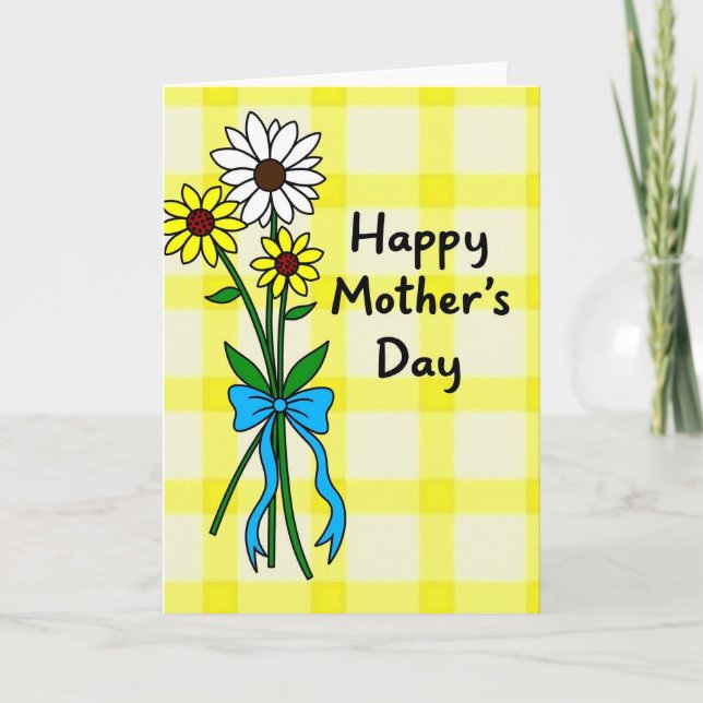 Checkered Blossom Mothers Day Card (Front)