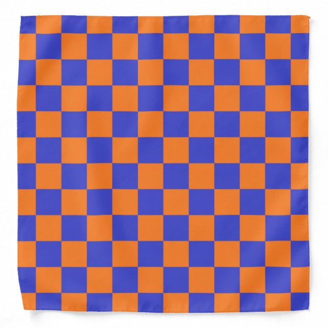 Checkered Blue and Orange Bandana (Front)