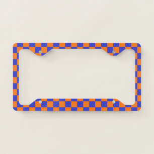 Checkered Blue and Orange License Plate Frame