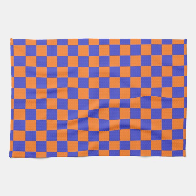 Checkered Blue and Orange Towel (Horizontal)