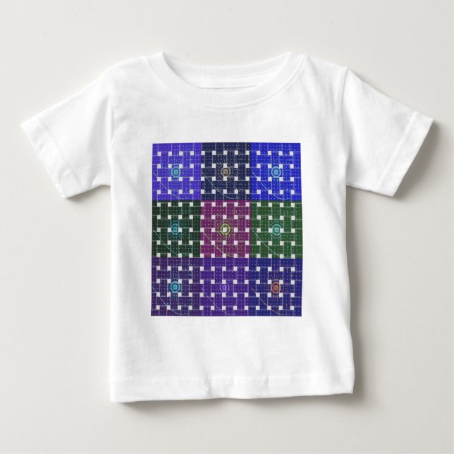 Checkered Blue and Purple Art Print Baby T-Shirt (Front)